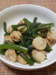 茎ワカメとベビーホタテのポン酢炒め-レシピのメイン写真