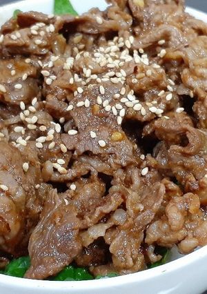 簡単夕飯！焼いて和えるだけの牛焼肉丼-レシピのメイン写真