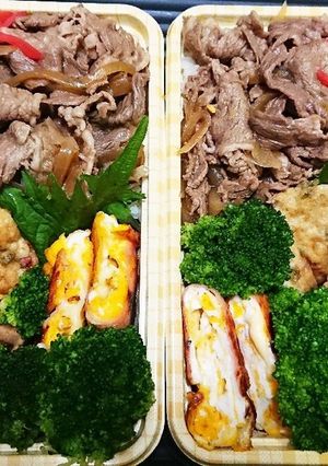 【夫婦弁当36】牛丼とめんま風エリンギ-レシピのメイン写真
