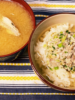 アジのなめろう茶漬けと味噌汁-レシピのメイン写真