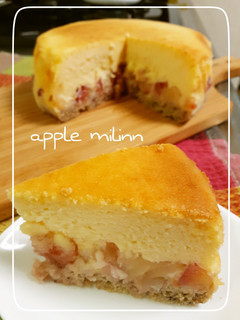 焼きチーズケーキ♡みりん煮のリンゴ入り♡-レシピのメイン写真