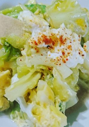 春キャベツと高野豆腐の卵とじ-レシピのメイン写真