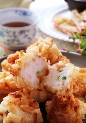サクサク美味しい♡エビ団子の紫陽花揚げ-レシピのメイン写真