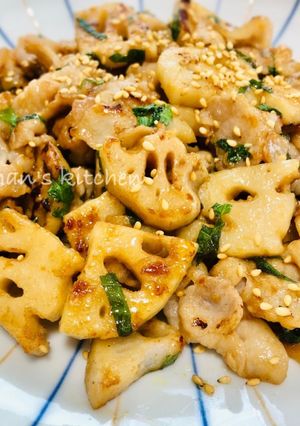 ご飯がススム〜！大葉と豚蓮根のバタポン-レシピのメイン写真