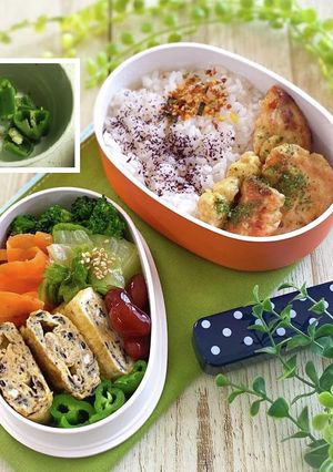 【お弁当】ピーマンのガーリックソルト蒸し-レシピのメイン写真