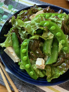 スナップエンドウと豆腐のやみつきサラダ-レシピのメイン写真