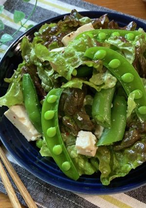 スナップエンドウと豆腐のやみつきサラダ-レシピのメイン写真