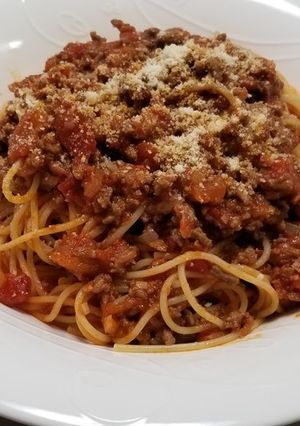 ミートソースパスタ-レシピのメイン写真