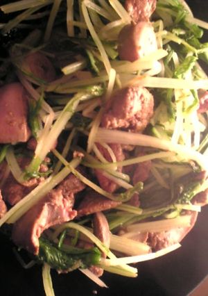 鶏レバーと水菜の焼肉のタレ和え-レシピのメイン写真