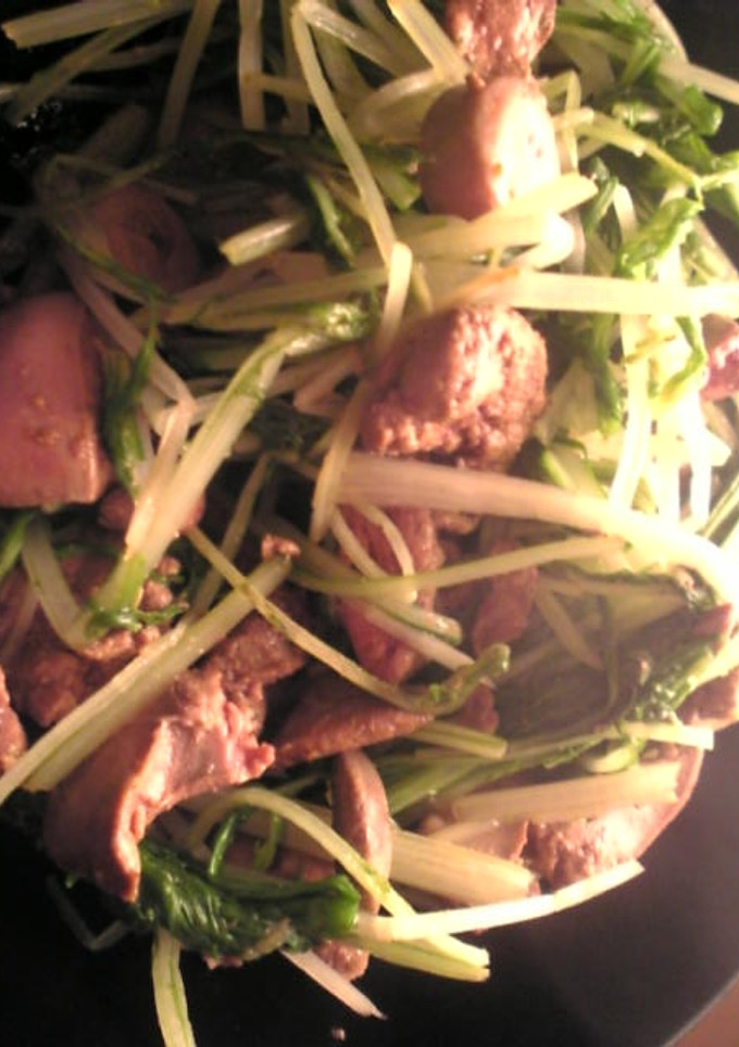 鶏レバーと水菜の焼肉のタレ和え-レシピのメイン写真