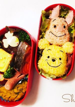プーさん　ピグレット　キャラ弁　遠足-レシピのメイン写真