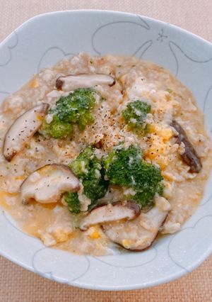 ☆オートミール鶏胸肉ブロッコリー卵雑炊☆-レシピのメイン写真