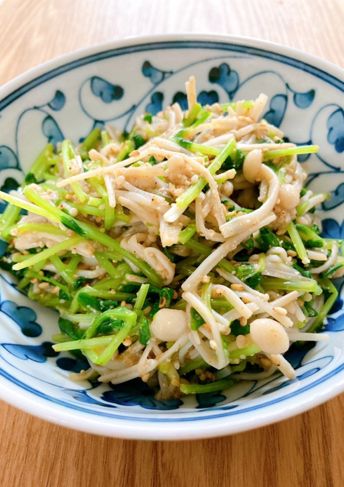 豆苗とエノキの胡麻和え-レシピのメイン写真