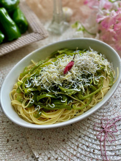ピーマンとしらすのペペロンチーノパスタ-レシピのメイン写真