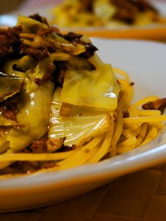 さんま蒲焼き(缶詰)とキャベツのパスタ-レシピのメイン写真