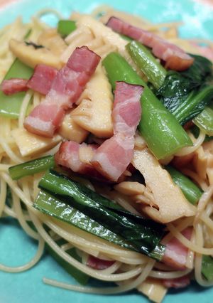 簡単！小松菜とたけのこの和風パスタ-レシピのメイン写真