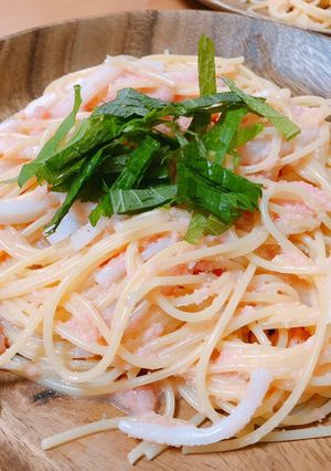 俺のパスタ 明太 いか しそ-レシピのメイン写真