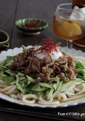 暑い日に★豚コマで作る♬冷たい肉うどん-レシピのメイン写真