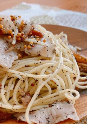 腸活♡ベーコンと粒マスタードのパスタ-レシピのメイン写真