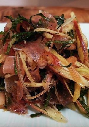 生ハムと薬味和えて簡単おつまみんんんん！-レシピのメイン写真