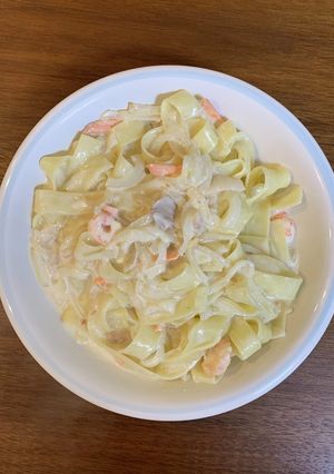 刺身（手巻寿司用）の余りでクリームパスタ-レシピのメイン写真