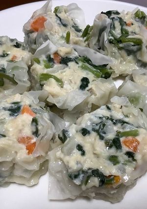美味！春菊と新玉ねぎ・鶏ひき肉の焼売♬-レシピのメイン写真