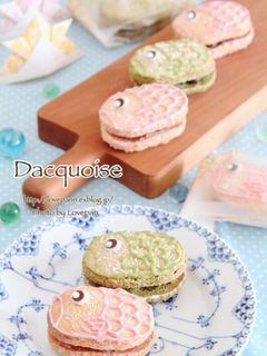 鯉のぼりダックワーズ 抹茶バージョン-レシピのメイン写真
