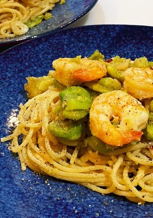そら豆と海老のチーズペペロンチーノ-レシピのメイン写真