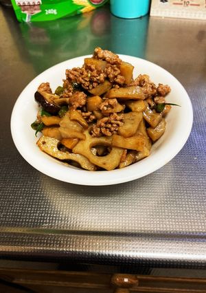 【お弁当用】豚挽肉とレンコンの炒め煮-レシピのメイン写真