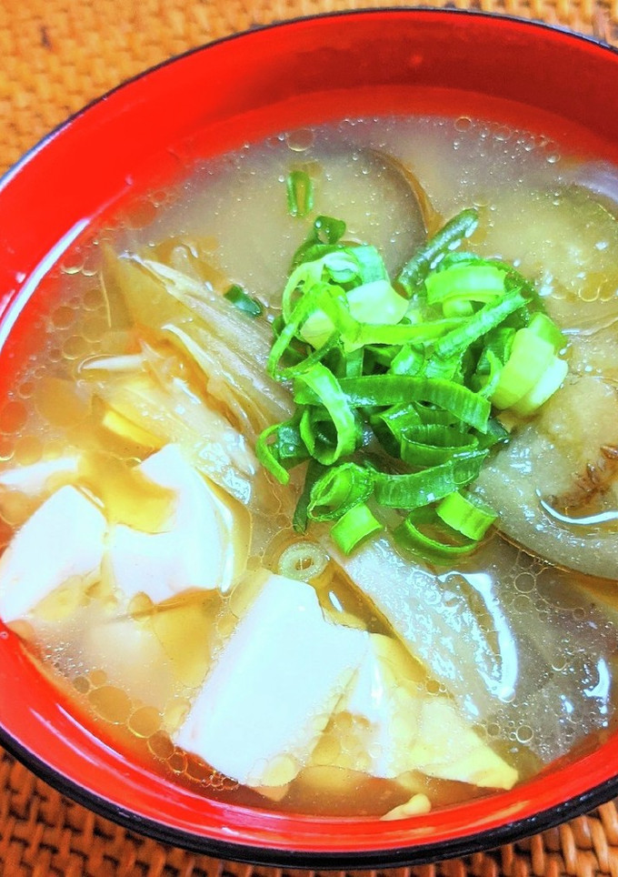 みょうがと茄子・豆富の味噌汁-レシピのメイン写真
