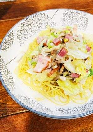 春キャベツとベーコンのミルクスープパスタ-レシピのメイン写真