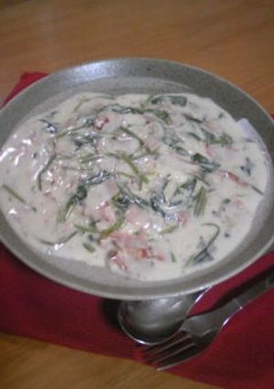 お鍋ひとつで！ほうれん草のクリームパスタ-レシピのメイン写真