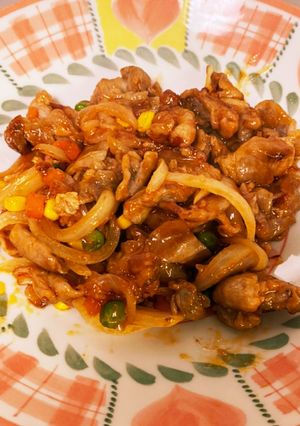 玉ねぎ半分・豚肉100gのポークチャップ-レシピのメイン写真