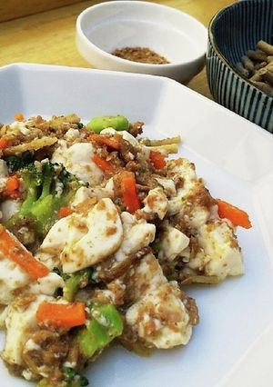 犬ご飯　豆腐と鮭のチャンプルー-レシピのメイン写真