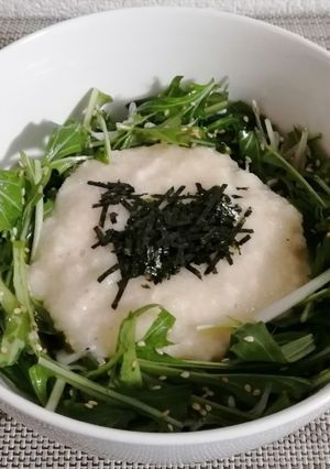 水菜のしゃきしゃきとろろごはん-レシピのメイン写真