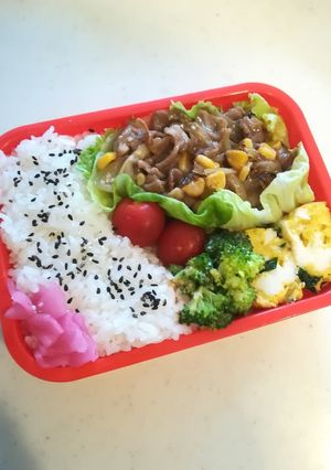 ポーク炒め弁当高校生のお弁当5/6-レシピのメイン写真