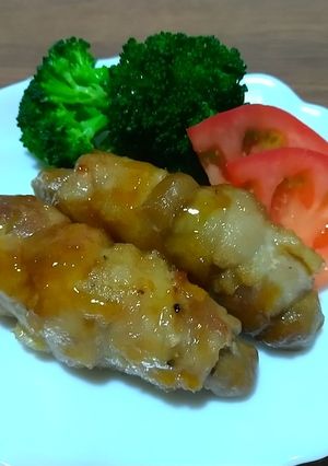 肉巻き餅（発芽玄米焙煎餅米粉使用）-レシピのメイン写真