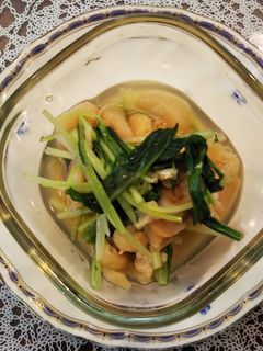 水菜とお麩と油揚げの煮びたし-レシピのメイン写真