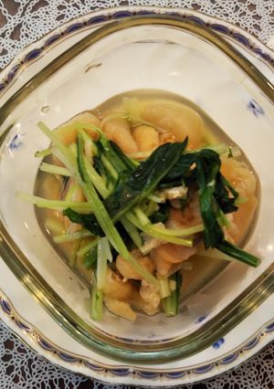 水菜とお麩と油揚げの煮びたし-レシピのメイン写真