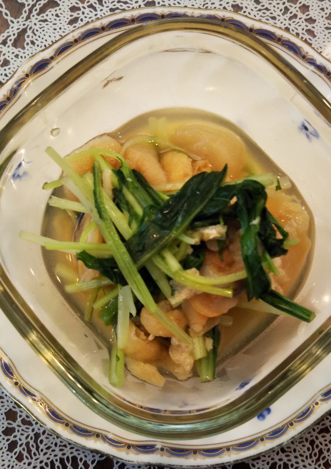 水菜とお麩と油揚げの煮びたし-レシピのメイン写真