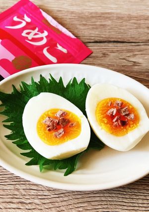 ♡ゆで卵にうめこトッピング♡-レシピのメイン写真