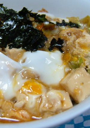簡単！月末どんぶり☆天キャべ豆腐卵とじ丼-レシピのメイン写真