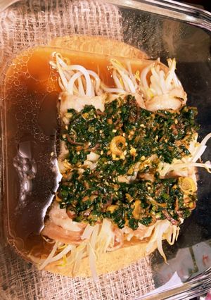 レンジでもやし豚巻き〜香味ソース乗せ〜-レシピのメイン写真