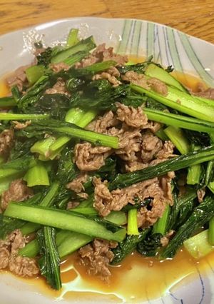 焼肉のタレで小松菜と牛細切れの炒めもの-レシピのメイン写真