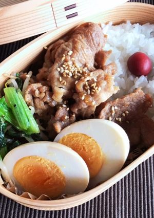 おかずは3品だけ！時短！味玉&豚丼弁当-レシピのメイン写真