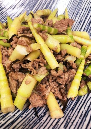 超簡単たけのことひき肉の塩昆布炒め-レシピのメイン写真