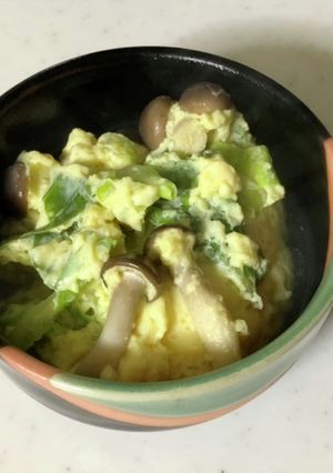春キャベツとしめじの茶碗蒸し風-レシピのメイン写真