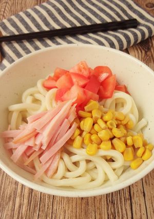 レンジ★トマトとハムの白だし冷やしうどん-レシピのメイン写真