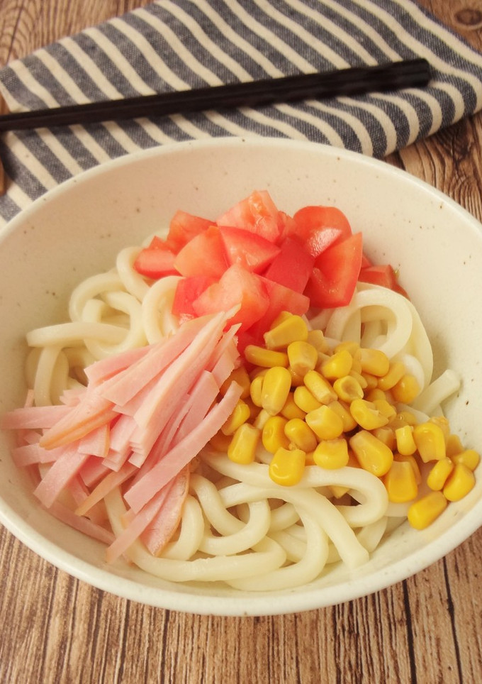 レンジ★トマトとハムの白だし冷やしうどん-レシピのメイン写真