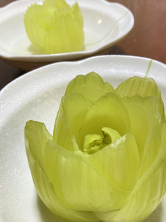 青梗菜のばらの煮物~カービング-レシピのメイン写真